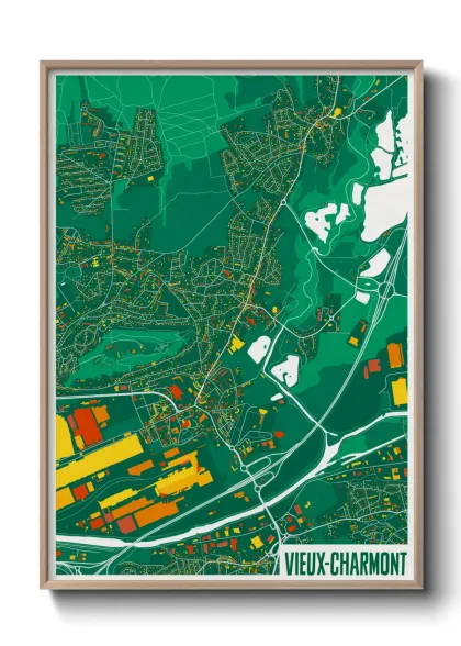 Une affiche de carte sur Vieux-Charmont