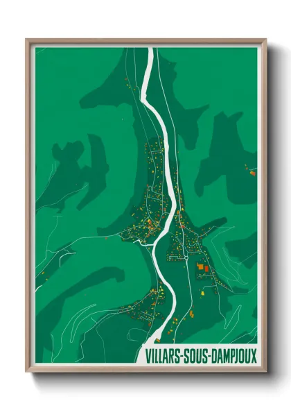 Une affiche de carte sur Villars-sous-Dampjoux