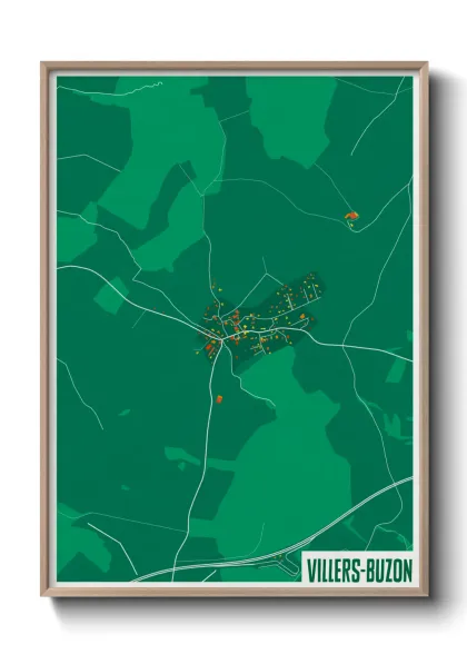 Une affiche de carte sur Villers-Buzon