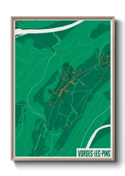Une affiche de carte sur Vorges-les-Pins