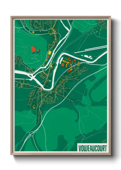 Une affiche de carte sur Voujeaucourt