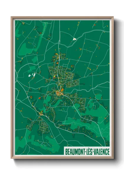 Une affiche de carte sur Beaumont-lès-Valence