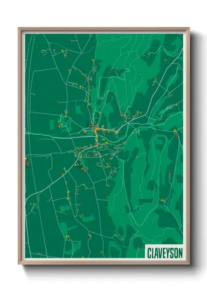 Une affiche de carte sur Claveyson