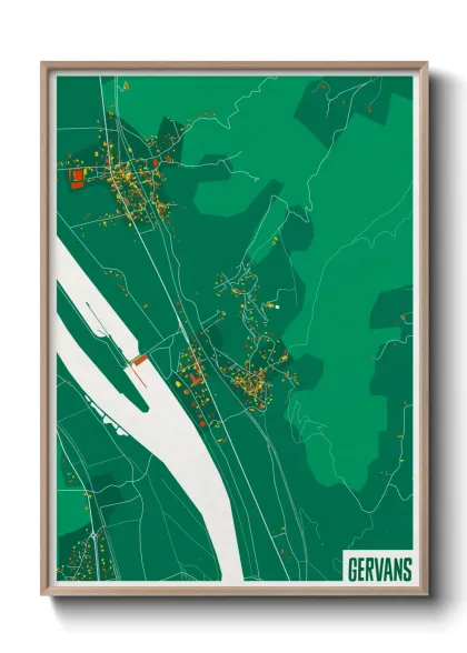 Une affiche de carte sur Gervans