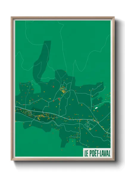 Une affiche de carte sur Le Poët-Laval