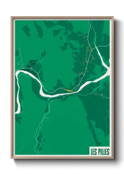 Une affiche de carte sur Les Pilles