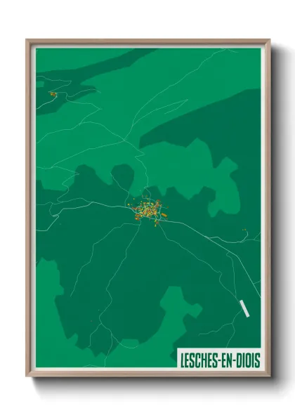 Une affiche de carte sur Lesches-en-Diois