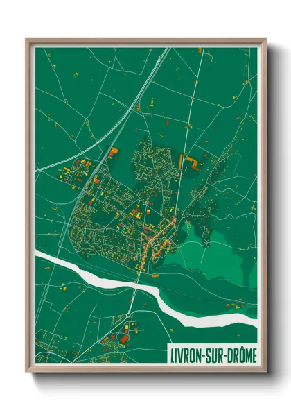 Une affiche de carte sur Livron-sur-Drôme