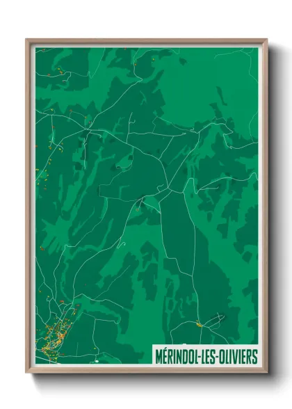 Une affiche de carte sur Mérindol-les-Oliviers