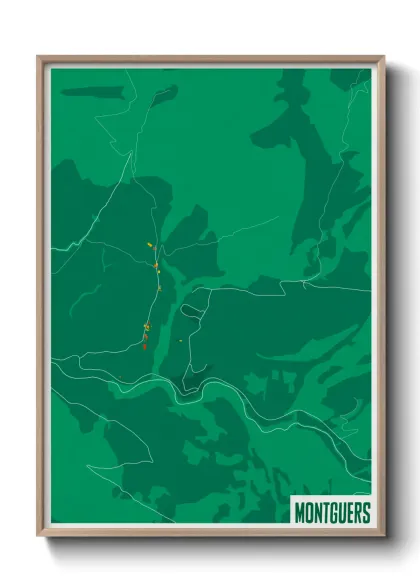 Une affiche de carte sur Montguers