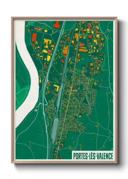 Une affiche de carte sur Portes-lès-Valence