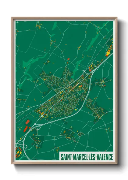 Une affiche de carte sur Saint-Marcel-lès-Valence