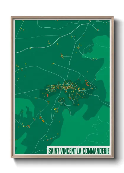 Une affiche de carte sur Saint-Vincent-la-Commanderie