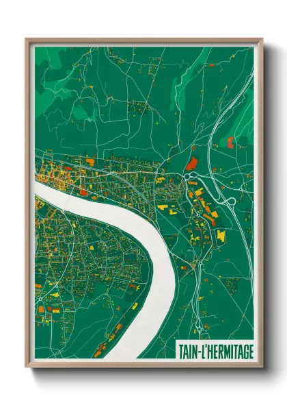 Une affiche de carte sur Tain-l'Hermitage