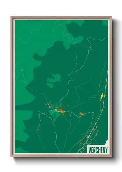 Une affiche de carte sur Vercheny
