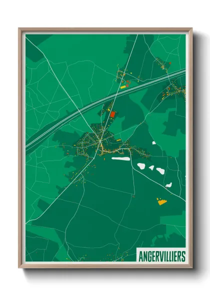 Une affiche de carte sur Angervilliers
