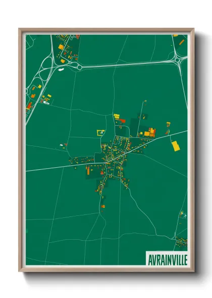 Une affiche de carte sur Avrainville