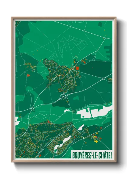 Une affiche de carte sur Bruyères-le-Châtel