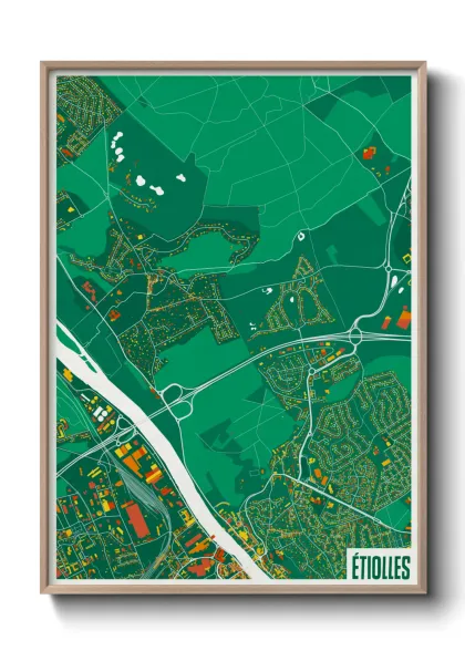 Une affiche de carte sur Étiolles