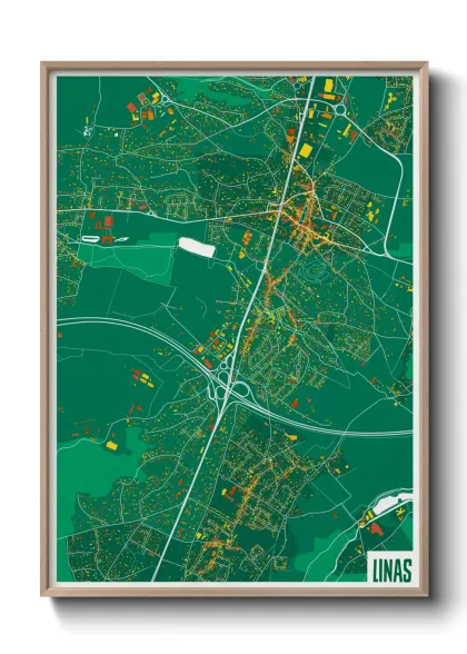 Une affiche de carte sur Linas