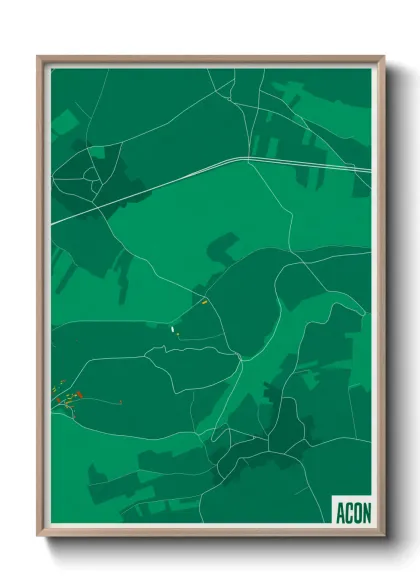 Une affiche de carte sur Acon