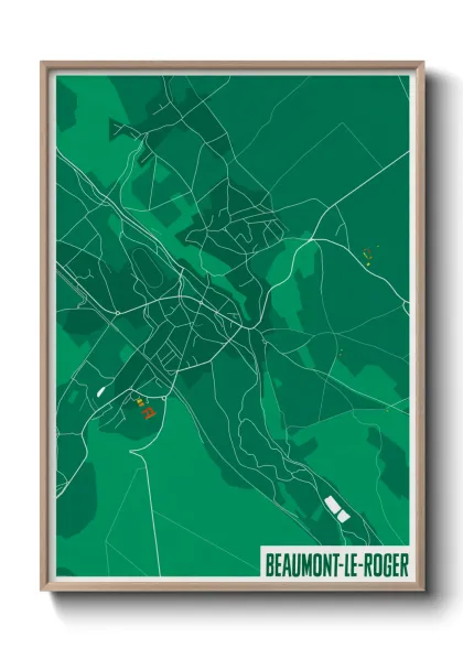 Une affiche de carte sur Beaumont-le-Roger