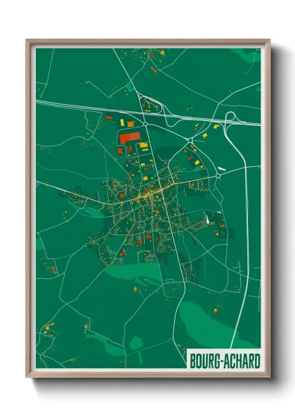 Une affiche de carte sur Bourg-Achard
