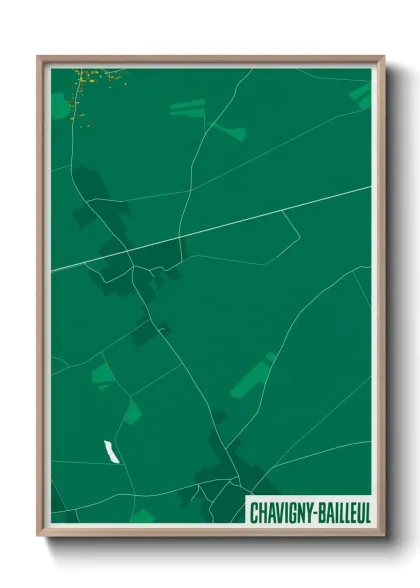 Une affiche de carte sur Chavigny-Bailleul