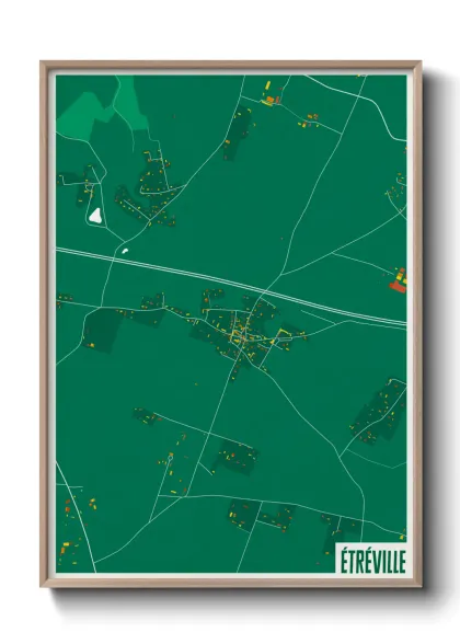 Une affiche de carte sur Étréville