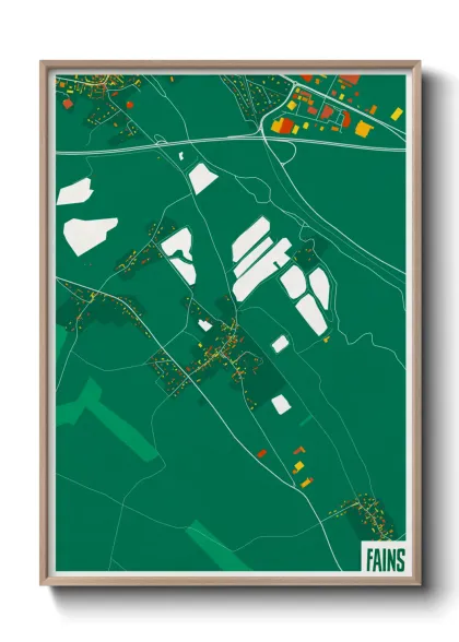 Une affiche de carte sur Fains
