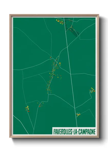 Une affiche de carte sur Faverolles-la-Campagne