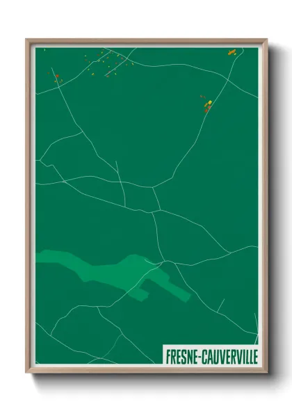 Une affiche de carte sur Fresne-Cauverville