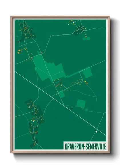 Une affiche de carte sur Graveron-Sémerville