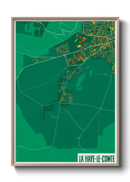 Une affiche de carte sur La Haye-le-Comte
