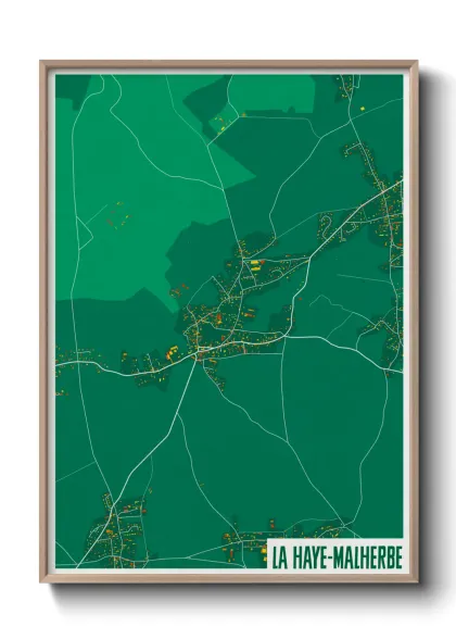 Une affiche de carte sur La Haye-Malherbe