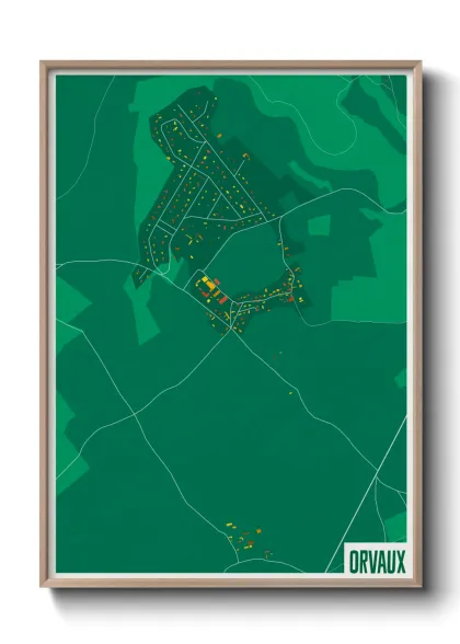 Une affiche de carte sur Orvaux