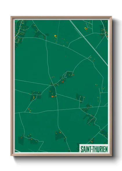 Une affiche de carte sur Saint-Thurien