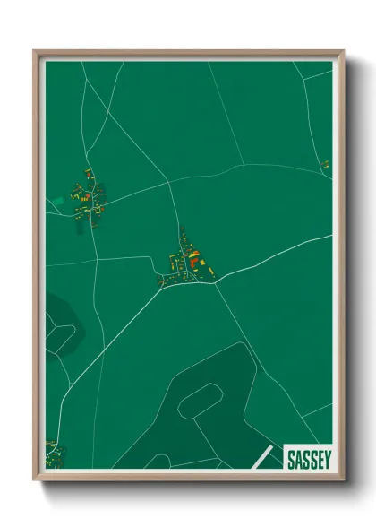 Une affiche de carte sur Sassey