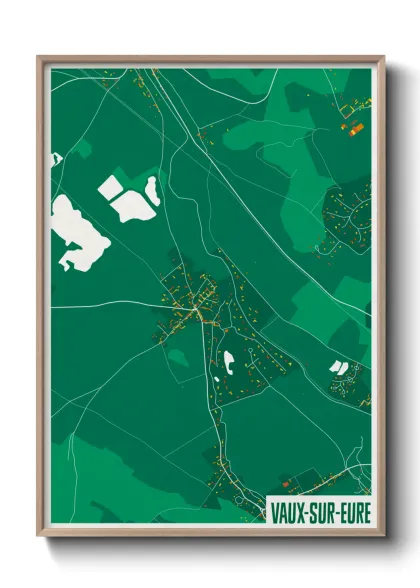 Une affiche de carte sur Vaux-sur-Eure