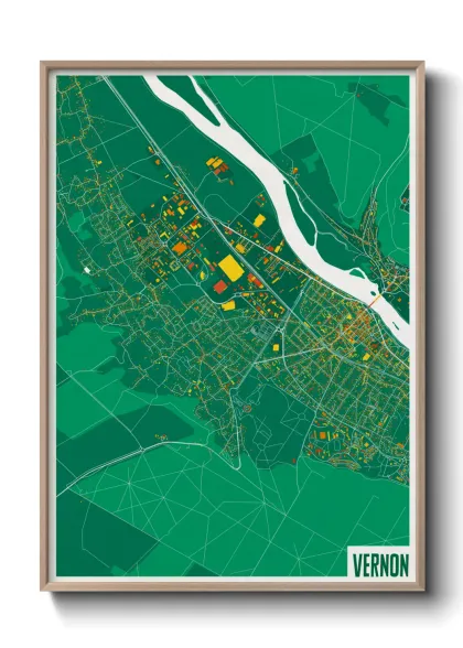 Une affiche de carte sur Vernon