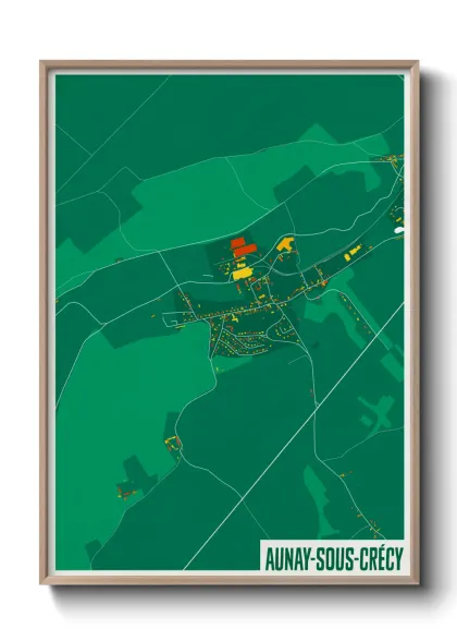 Une affiche de carte sur Aunay-sous-Crécy