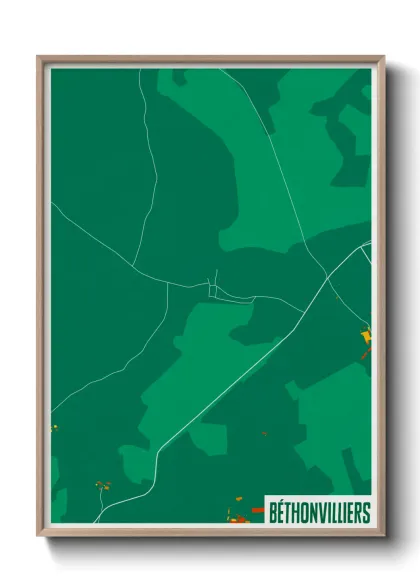 Une affiche de carte sur Béthonvilliers