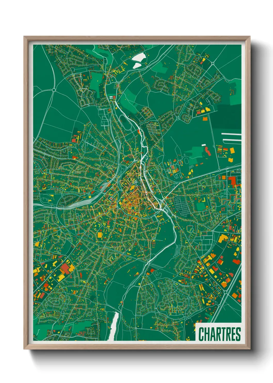 Un poster carte Chartres