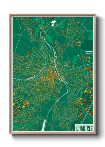 Une affiche de carte sur Chartres
