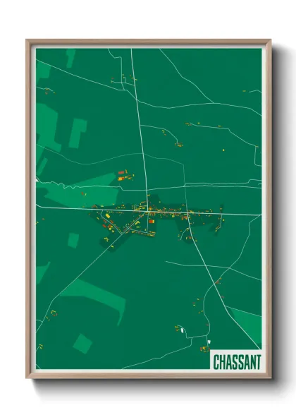 Une affiche de carte sur Chassant