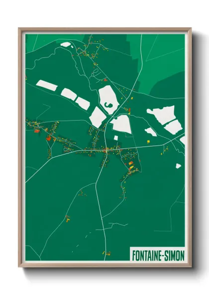 Une affiche de carte sur Fontaine-Simon