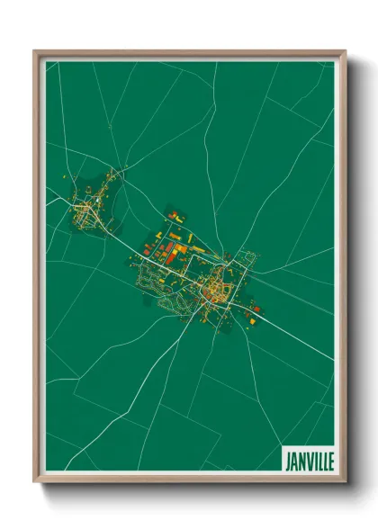 Une affiche de carte sur Janville