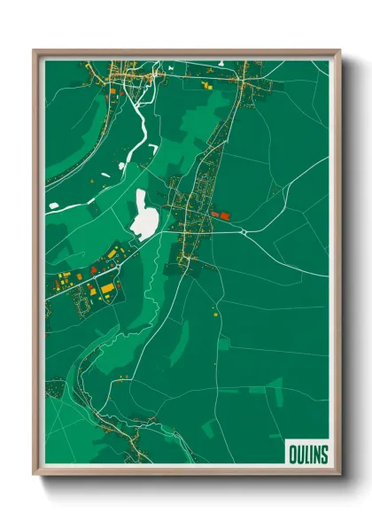 Une affiche de carte sur Oulins