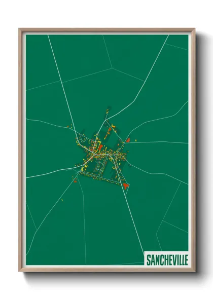 Une affiche de carte sur Sancheville