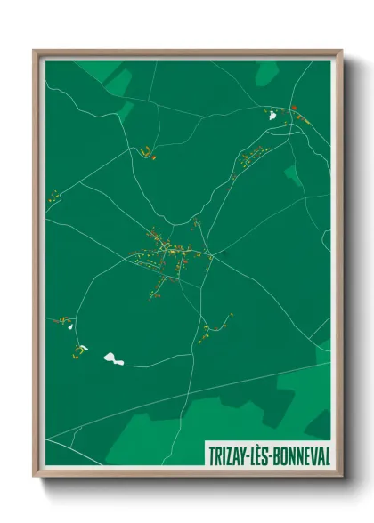 Une affiche de carte sur Trizay-lès-Bonneval